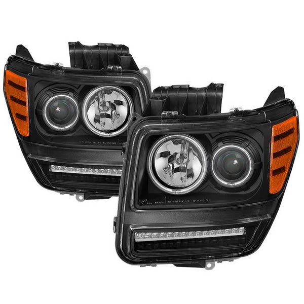 Xtune Projector Headlights Dodge Nitro (07-11) [CCFL Halo DRL Light Bar w/  LED Signal Function] Black w/ Amber Turn Signal Light