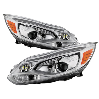 Xtune Projector Headlights Ford Focus (12-14) [OEM Style] Black / Chrome / Smoke w/ Amber Turn Signal Lights