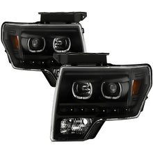 Load image into Gallery viewer, Xtune Projector Headlights Ford F150 (09-14) [LED Halo or  Light Bar DRL - Halogen Model] Black or Chrome w/ Amber Turn Signal Light Alternate Image