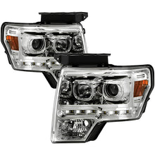 Load image into Gallery viewer, Xtune Projector Headlights Ford F150 (09-14) [LED Halo or  Light Bar DRL - Halogen Model] Black or Chrome w/ Amber Turn Signal Light Alternate Image