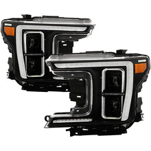 Load image into Gallery viewer, Xtune Full LED Projector Headlights Ford F150 (18-20) [LED Light Bar - Halogen Model] Black or Chrome w/ Amber Turn Signal Light - Black Alternate Image
