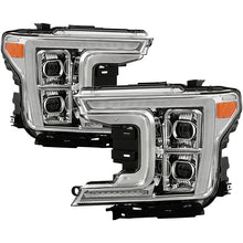 Load image into Gallery viewer, Xtune Full LED Projector Headlights Ford F150 (18-20) [LED Light Bar - Halogen Model] Black or Chrome w/ Amber Turn Signal Light - Chrome Alternate Image