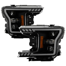 Load image into Gallery viewer, Xtune Full LED Projector Headlights Ford F150 (18-20) [LED Light Bar - Halogen Model] Black or Chrome w/ Amber Turn Signal Light - Black Smoke Alternate Image