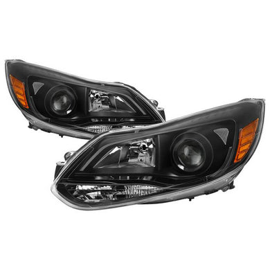 Xtune Projector Headlights Ford Focus (12-14) [Halogen Model] Black w/ Amber Turn Signal Light