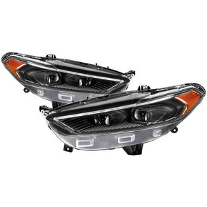 Xtune Projector Headlights Ford Fusion (13-16) [Light Tube DRL - Halogen Model] Black or Chrome w/ Amber Turn Signal Light