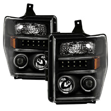 Load image into Gallery viewer, Xtune Projector Headlights Ford F250/350/450 Super Duty (08-10) [w/ LED Halo] Smoke/ Black / Chrome - Black Alternate Image
