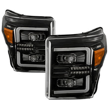 Load image into Gallery viewer, Xtune Full LED Projector Headlights Ford F250/F350/F450 Super Duty (11-16) [Light Bar DRL w/ Sequential Turn Signal - Halogen Model] Black w/ Amber Turn Signal Light Alternate Image