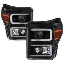 Load image into Gallery viewer, Xtune Projector Headlights Ford F-250/F-350/F450 Super Duty (11-16) [Light Bar DRL w/ Sequential Turn Signal - Halogen Model] Black w/ Amber Turn Signal Light Alternate Image