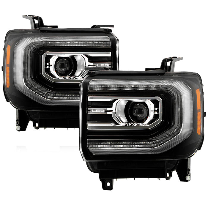 Xtune Projector Headlights GMC Sierra (2014-2018) [w/ LED DRL Bar] Black