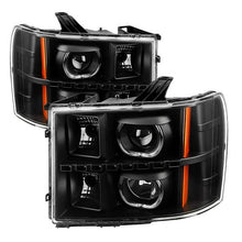Load image into Gallery viewer, Xtune Projector Headlights GMC Sierra (07-13) [LED Halo - Halogen Model] Chrome or Black w/ Amber Turn Signal Light - Black Alternate Image