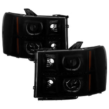 Load image into Gallery viewer, Xtune Projector Headlights GMC Sierra (07-13) [LED Halo - Halogen Model] Chrome or Black w/ Amber Turn Signal Light - Black Smoke Alternate Image