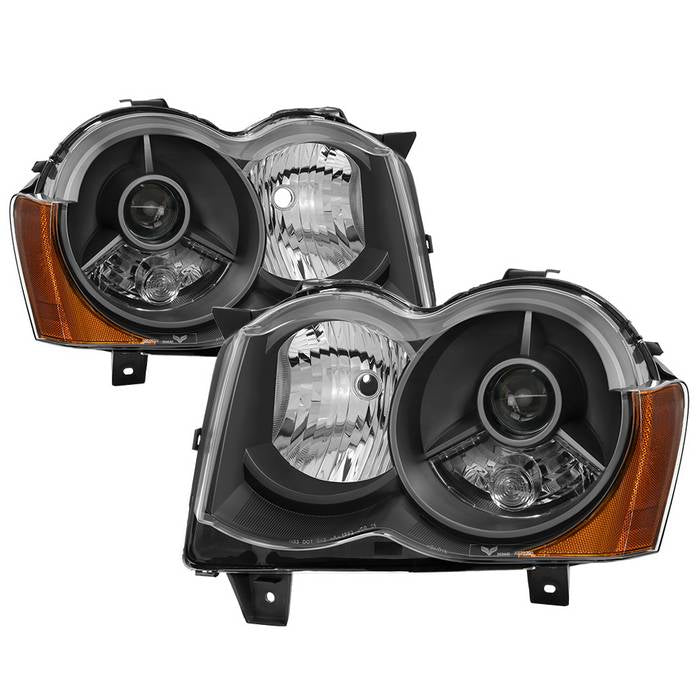 Xtune Projector Headlights Jeep Grand Cherokee (08-10) [OEM Style - Halogen  Model] Black or Chrome w/ Amber Turn Signal Light