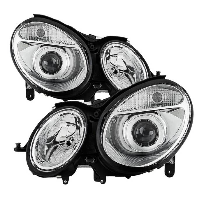 Xtune OEM Projector Headlights Mercedes W211 E-Class (03-06) [Halogen Model] Black or Chrome w/ Amber Turn Signal