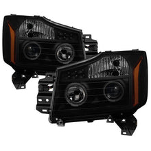 Load image into Gallery viewer, Xtune Projector Headlights Nissan Titan (04-15) [w/ LED Halo Lights] Black / Black Smoked / Smoked - Black Smoked Alternate Image