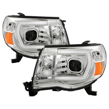 Load image into Gallery viewer, Xtune Projector Headlights Toyota Tacoma (05-11) [Black or Chrome] w/ Halo LED or LED Light Bar - LED Light Bar / Chrome Alternate Image