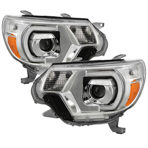 Xtune Projector Headlights Toyota Tacoma (12-15) [DRL LED Light Bar - Halogen Model] Black or Chrome w/ Amber Turn Signal