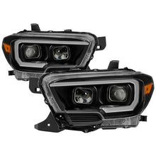 Load image into Gallery viewer, Xtune Projector Headlights Toyota Tacoma SR /SR5 (16-19) [w/ DRL LED Light Bar &amp; Amber Sequential Turn Signal - Halogen Model] Black or Chrome - Black Alternate Image