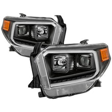 Load image into Gallery viewer, Xtune Projector Headlights Toyota Tundra (14-18) [w/ DRL LED Light Bar] Black / Black Smoke / Chrome w/ Amber Turn Signal Lights - Black Alternate Image