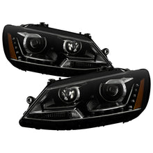 Load image into Gallery viewer, Xtune Projector Headlights VW Jetta (11-14) [LED DRL - Halogen Model] Black w/ Amber Turn Signal Alternate Image