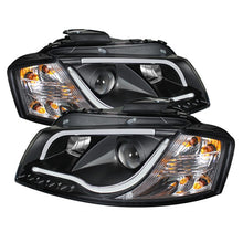 Load image into Gallery viewer, Spyder Projector Headlights Audi A3 8P (2006-2008) Halogen Model Only - Light Tube LED DRL - Black - Default Title Alternate Image
