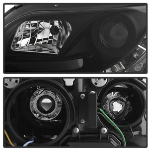 356.38 Spyder Projector Headlights Audi A4 (2006-2008) Halogen Model Only - LED DRL - Black - Redline360