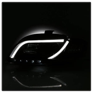474.40 Spyder Projector Headlights Audi A4 (2006-2008) Halogen Model Only - Light Tube LED DRL - Black - Redline360