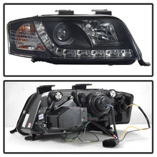 Load image into Gallery viewer, 388.86 Spyder Projector Headlights Audi A6 (2002-2004) Halogen Model Only - LED DRL - Black - Redline360 Alternate Image