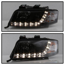 Load image into Gallery viewer, 388.86 Spyder Projector Headlights Audi A6 (2002-2004) Halogen Model Only - LED DRL - Black - Redline360 Alternate Image