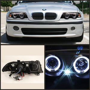 257.20 Spyder Projector Headlights BMW 3 Series E46 4DR (1999-2001) 1 PC - LED Halo - Amber Reflector - Black or Chrome or Black Smoke - Redline360