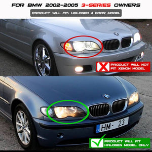 270.54 Spyder Projector Headlights BMW 3 Series E46 4DR (2002-2005) 1PC - LED Halo - Black or Chrome or Smoke - Redline360
