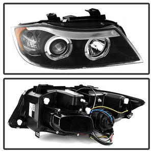 267.64 Spyder Projector Headlights BMW 325i 328i 335i E90 Sedan (06-07-08) LED Halo - Black / Chrome / Smoke - Redline360