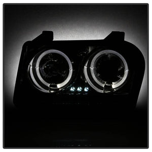 225.88 Spyder Projector Headlights Chrysler 300 (2005-2008) w/ LED Halo - Black / Chrome / Smoke - Redline360