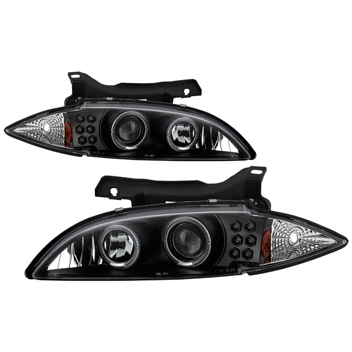 244.44 Spyder Projector Headlights Chevy Cavalier (1995-1999) w/ LED Halo - Black - Redline360