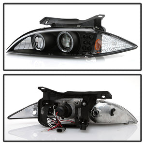 244.44 Spyder Projector Headlights Chevy Cavalier (1995-1999) w/ LED Halo - Black - Redline360