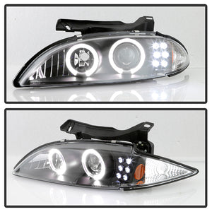 244.44 Spyder Projector Headlights Chevy Cavalier (1995-1999) w/ LED Halo - Black - Redline360