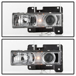 185.28 Spyder Projector Headlights Chevy C/K Series 1500/2500/3500 (1988-1999)  Tahoe (1995-1999) Silverado/Suburban (1988-1998) - Black / Chrome - Redline360