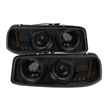 Load image into Gallery viewer, Spyder Projector Headlights GMC Sierra 1500/2500/3500 (99-06) Denali (02-07) w/ - CCFL Halo / LED Halo / Light Bar DRL - with LED Halo - Black Smoke Alternate Image