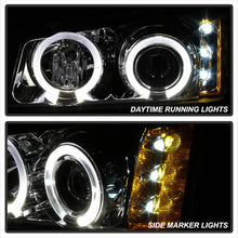 Load image into Gallery viewer, Spyder Projector Headlights Chevy Silverado 1500HD (2003-2007) Avalanche (2002-2006) w/ - LED Halo / CCFL Halo - with LED Halo - Black Alternate Image