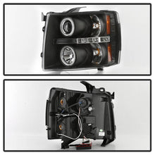 Load image into Gallery viewer, Spyder Projector Headlights Chevy Silverado 1500 (2007-2013) 2500HD/3500HD (2007-2014) - Version 1 / Version 2 / Version 3 - Version 1 - CCFL Halo - Black Alternate Image