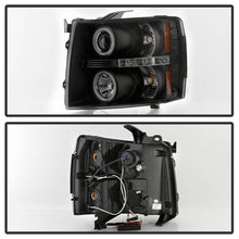 Load image into Gallery viewer, Spyder Projector Headlights Chevy Silverado 1500 (2007-2013) 2500HD/3500HD (2007-2014) - Version 1 / Version 2 / Version 3 - Version 1 - CCFL Halo - Black Alternate Image