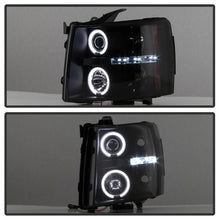 Load image into Gallery viewer, Spyder Projector Headlights Chevy Silverado 1500 (2007-2013) 2500HD/3500HD (2007-2014) - Version 1 / Version 2 / Version 3 - Version 1 - CCFL Halo - Black Alternate Image