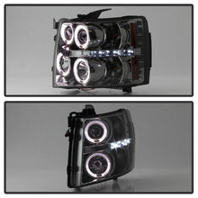 Load image into Gallery viewer, Spyder Projector Headlights Chevy Silverado 1500 (2007-2013) 2500HD/3500HD (2007-2014) - Version 1 / Version 2 / Version 3 - Version 1 - CCFL Halo - Black Alternate Image