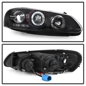 292.00 Spyder Projector Headlights Chrysler Sebring 4Dr & Convertible (2001-2003) Dodge Stratus 4Dr (2001-2006) with LED Halo - Black - Redline360