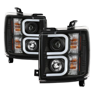 441.92 Spyder Projector Headlights Chevy Silverado 2500/3500 HD (2015-2019) with Light Bar DRL - Black / Chrome / Smoke - Redline360