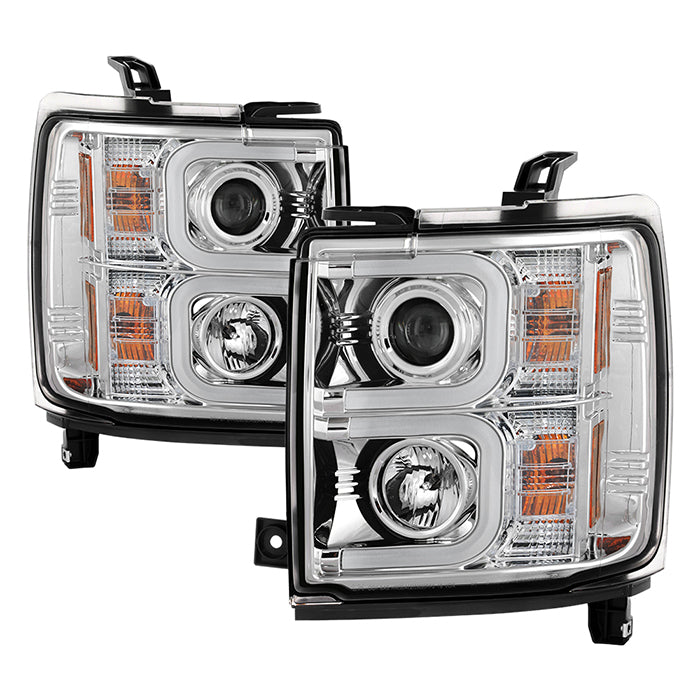 Spyder Projector Headlights Chevy Silverado 2500/3500 HD (2015-2019) with  Light Bar DRL - Black / Chrome / Smoke