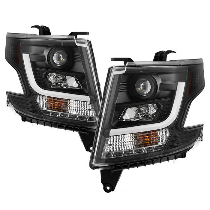BLACK PROJECTOR HEADLIGHT AMBER SIDE+6000K HID LED FIT 15-17 TAHOE BLACK PROJECTOR HEADLIGHT AMBER SIDE+6000K HID LED FIT 15-17 TAHOE