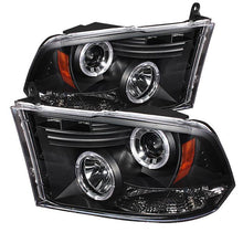 Load image into Gallery viewer, Spyder Projector Headlights Dodge Ram 1500 (09-18) 2500/3500 (10-19) CCFL Halo / LED Halo / Light Bar DRL / V2 Light Bar DRL / V2 Switch Back - with LED Halo - Black Alternate Image
