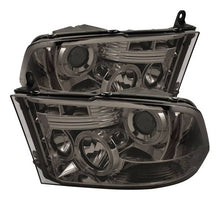 Load image into Gallery viewer, Spyder Projector Headlights Dodge Ram 1500 (09-18) 2500/3500 (10-19) CCFL Halo / LED Halo / Light Bar DRL / V2 Light Bar DRL / V2 Switch Back - with LED Halo - Smoke Alternate Image