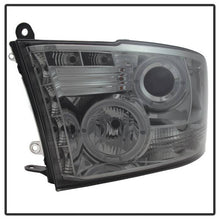 Load image into Gallery viewer, Spyder Projector Headlights Dodge Ram 1500 (09-18) 2500/3500 (10-19) CCFL Halo / LED Halo / Light Bar DRL / V2 Light Bar DRL / V2 Switch Back - with CCFL Halo - Black Smoke Alternate Image