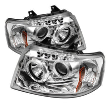 Load image into Gallery viewer, Spyder Projector Headlights Ford Expedition (2003-2006) with LED Halo - Clear or Smoke Lens - Black Alternate Image